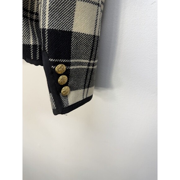 Talbots Vintage Wool Blazer Jacket Gold Pearl Button Boucle Plaid Black USA 12 - Picture 16 of 16